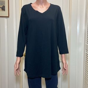 Isaac Mizrahi Live Black ¾ Sleeve Large Tunic